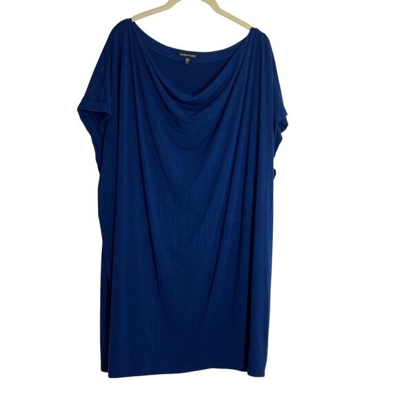 Eileen Fisher Womens Tunic Top XL Blue Draped Cowl Neck Dolman Cap Sleeve Knit - Picture 1 of 4